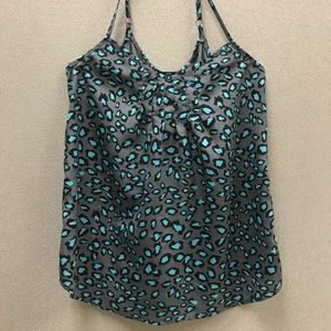 Gray and teal leopard tank